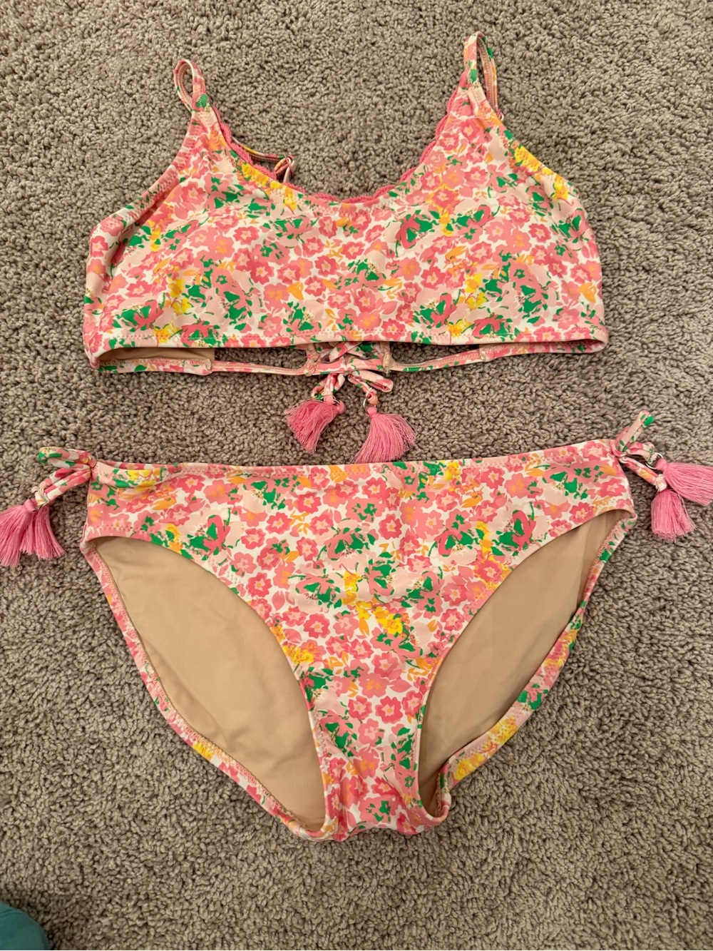 Shade Critters Pink Floral Tassel Bikini Set